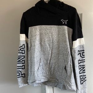 Victoria’s Secret PINK sweatshirt size medium. Colors black/grey/white.